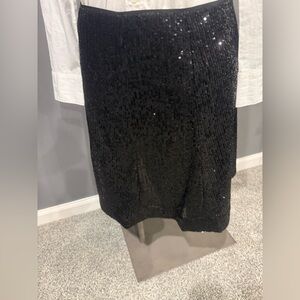 LOFT Black Sequin Skirt